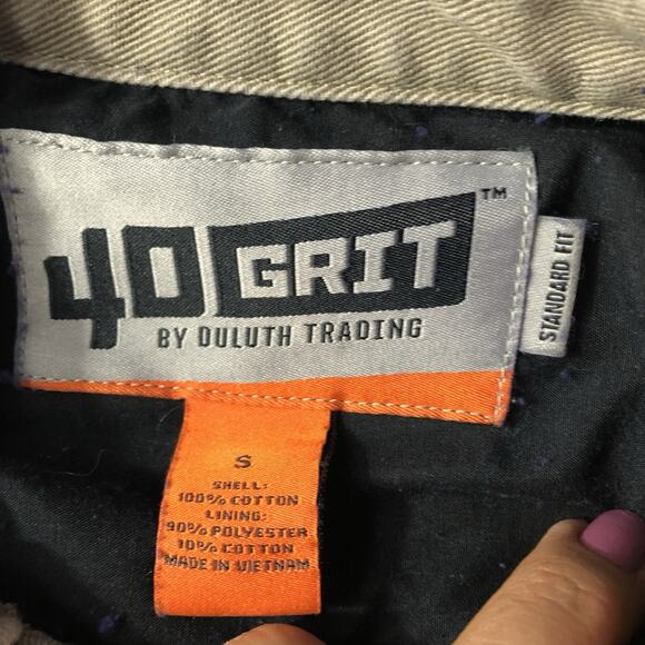 40 Grit by Duluth Trading Men's Tan Canvas Work Chore Jacket Standard Fit S - Picture 4 of 14